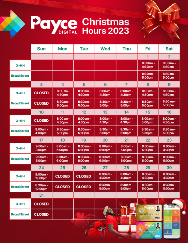 Christmas Office Hours 2023 Payce Digital